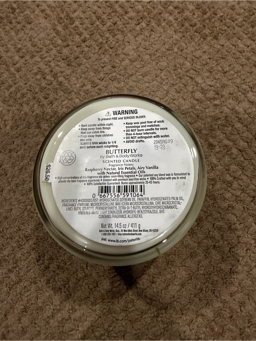 Bath & Body Works Butterfly Scented 3-Wick Candle - Picture 2 of 3